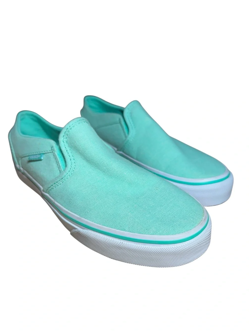 Vans Classic Slip-On Aqua Sea Foam Green Canvas Skate Shoes Womens 6.5